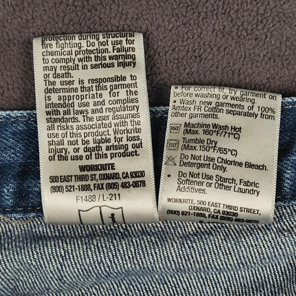 Dickies FR Flame Resistant Workrite Jeans Mens 38x32 Blue Denim USA‎ Made